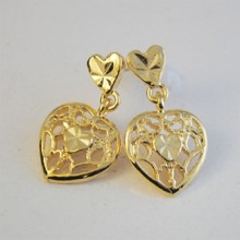 Lot of 12 14KT post Filigree Heart Earrings 