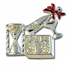 Rhinestone New Years Pin