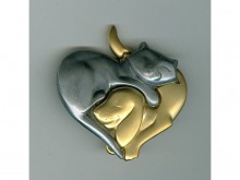 Vintage Signed Danecraft Cat (2)  Pin